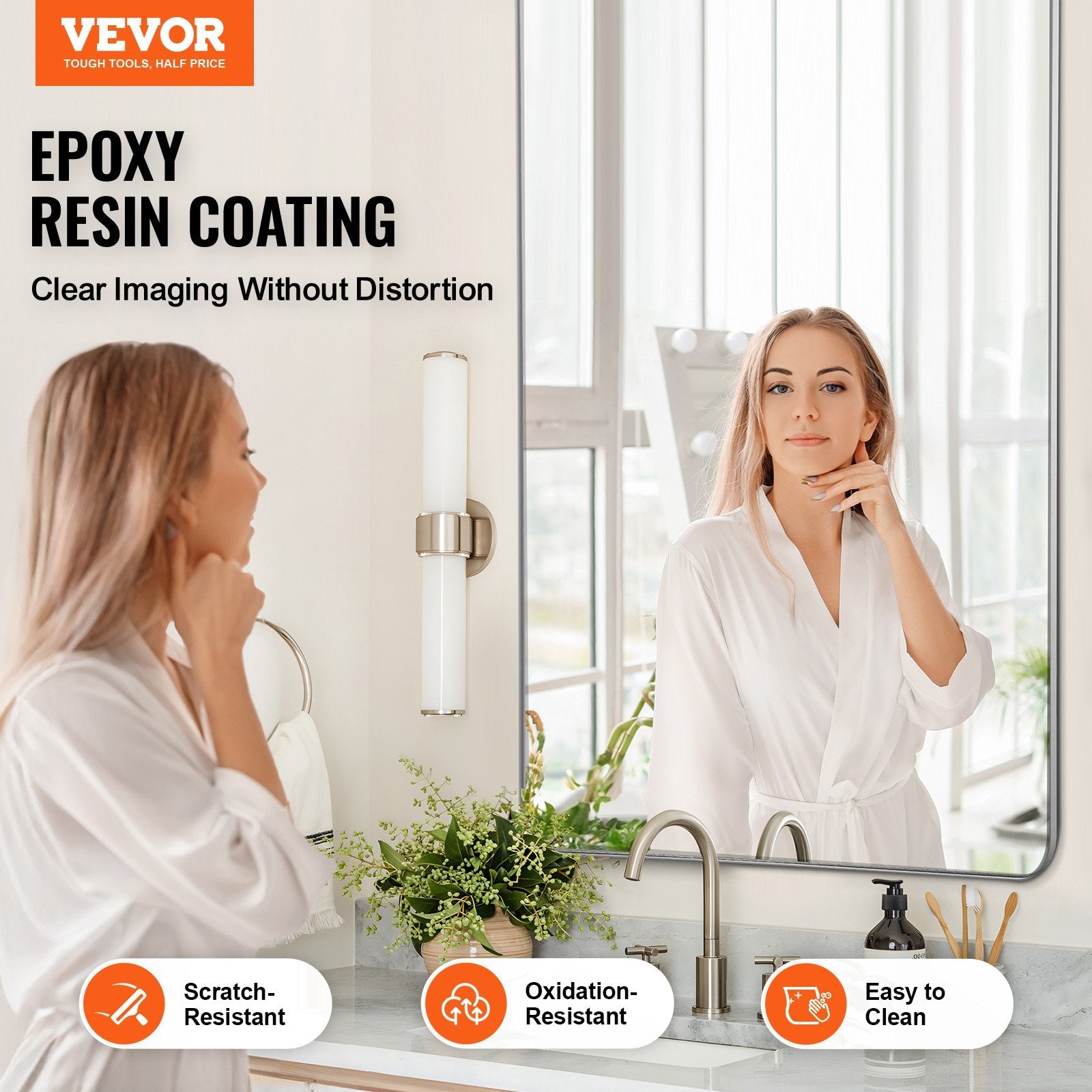 VEVOR Square Wall Mounted Mirror 32" x 72" Mirror with Aluminium Alloy Frame 