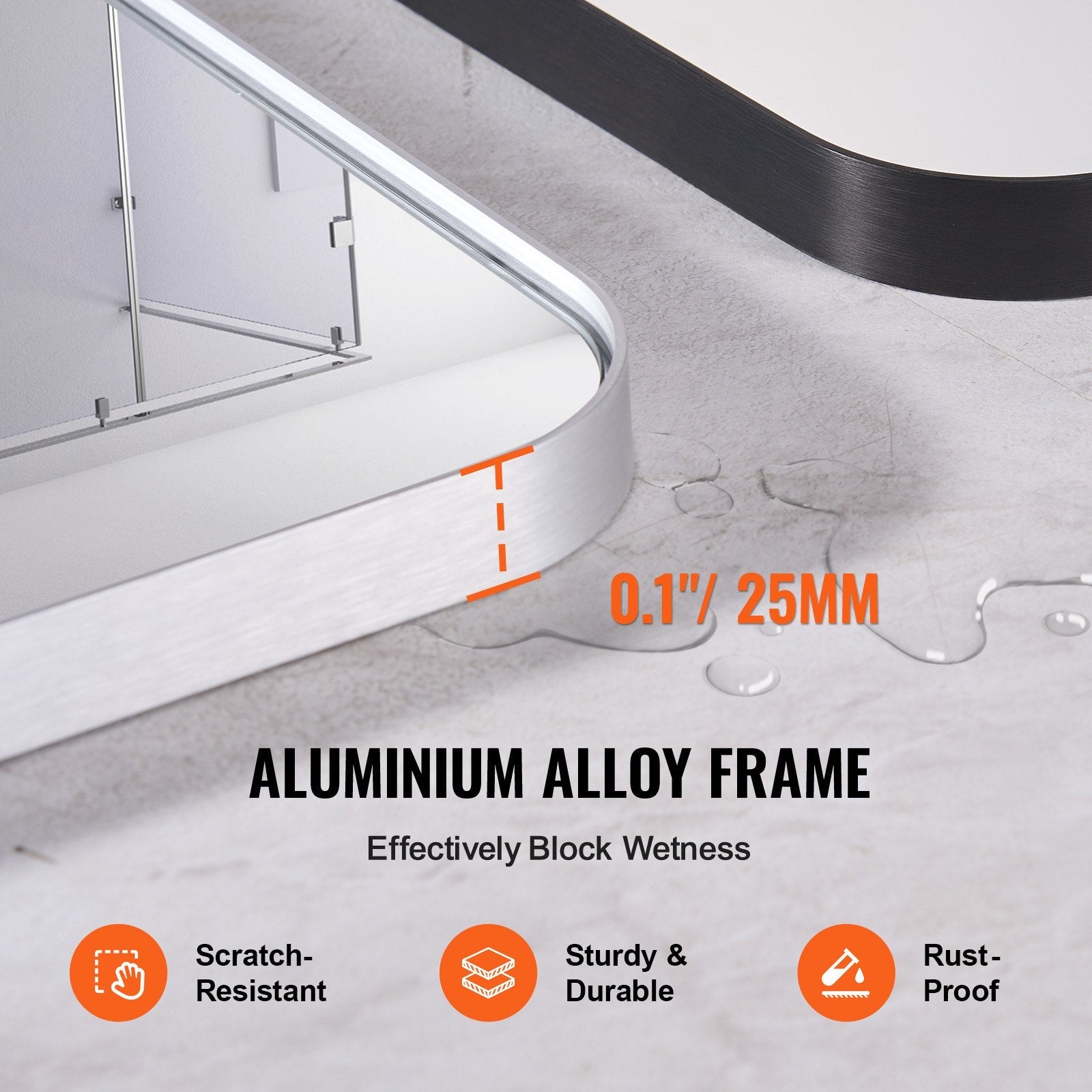 VEVOR Square Wall Mounted Mirror 32" x 72" Mirror with Aluminium Alloy Frame 