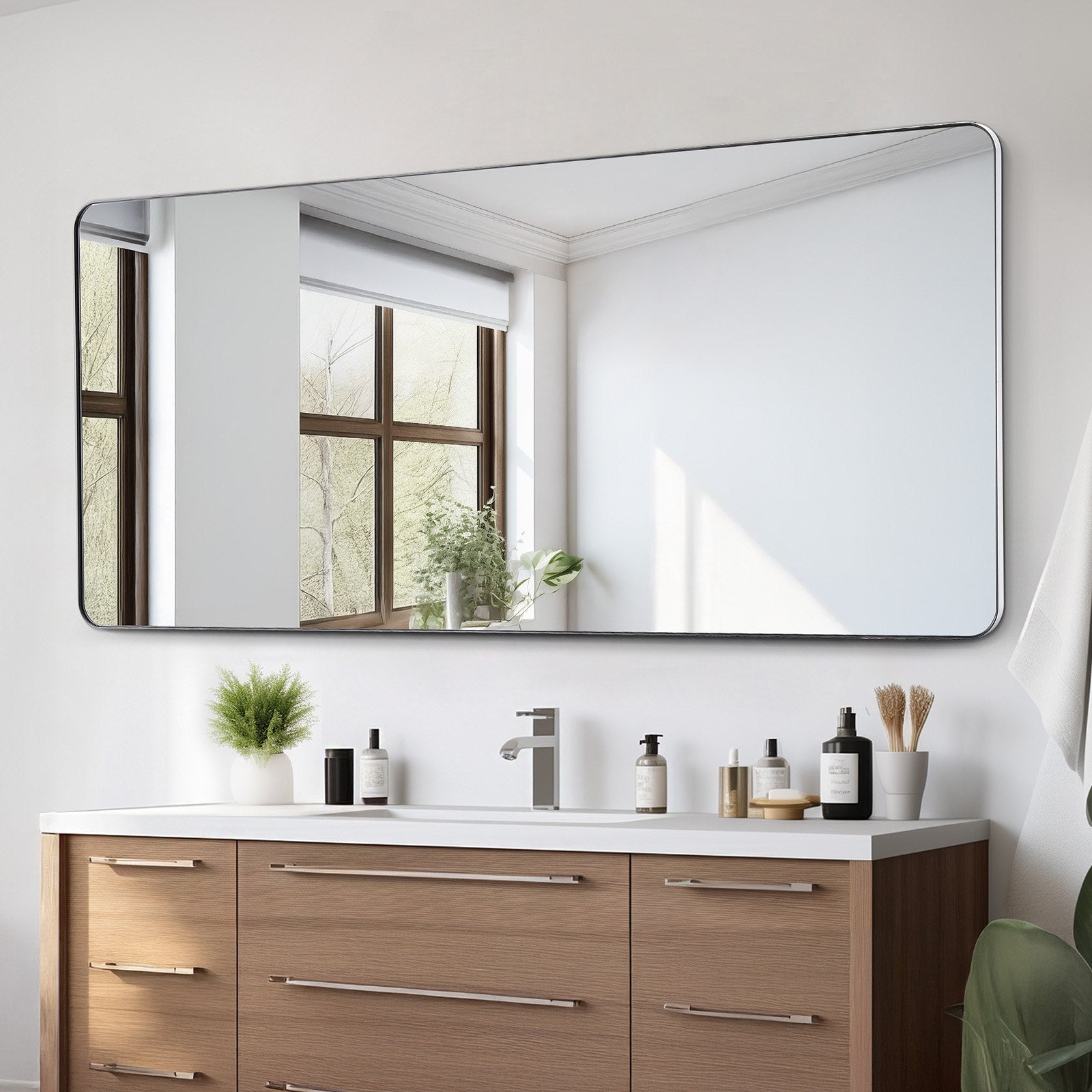 VEVOR Square Wall Mounted Mirror 32" x 72" Mirror with Aluminium Alloy Frame 