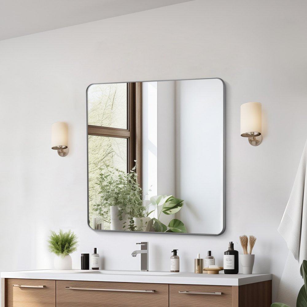 VEVOR Square Wall Mounted Mirror 36" x 36" Mirror with Aluminium Alloy Frame 