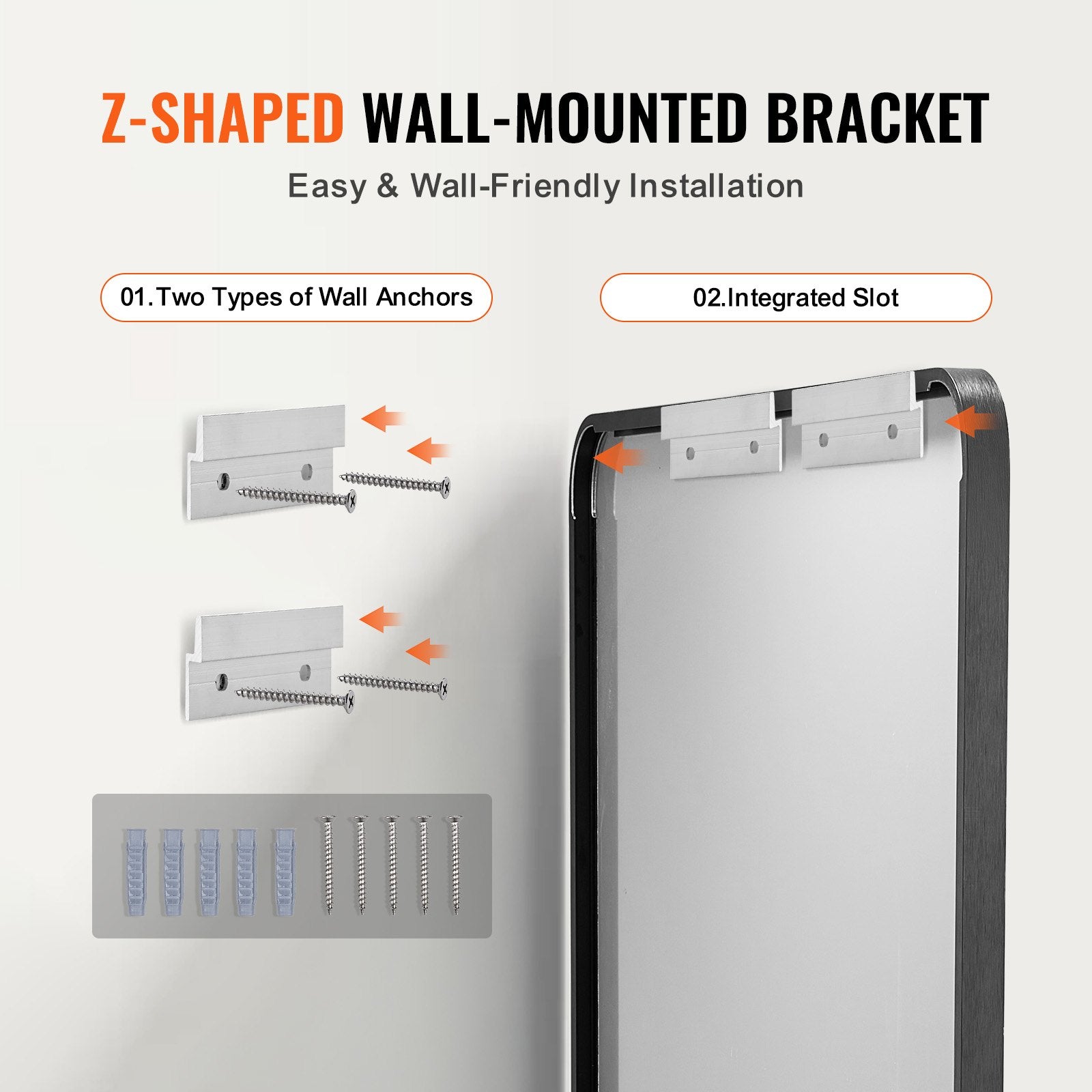 VEVOR Square Wall Mounted Mirror 36" x 48" Mirror with Aluminium Alloy Frame 