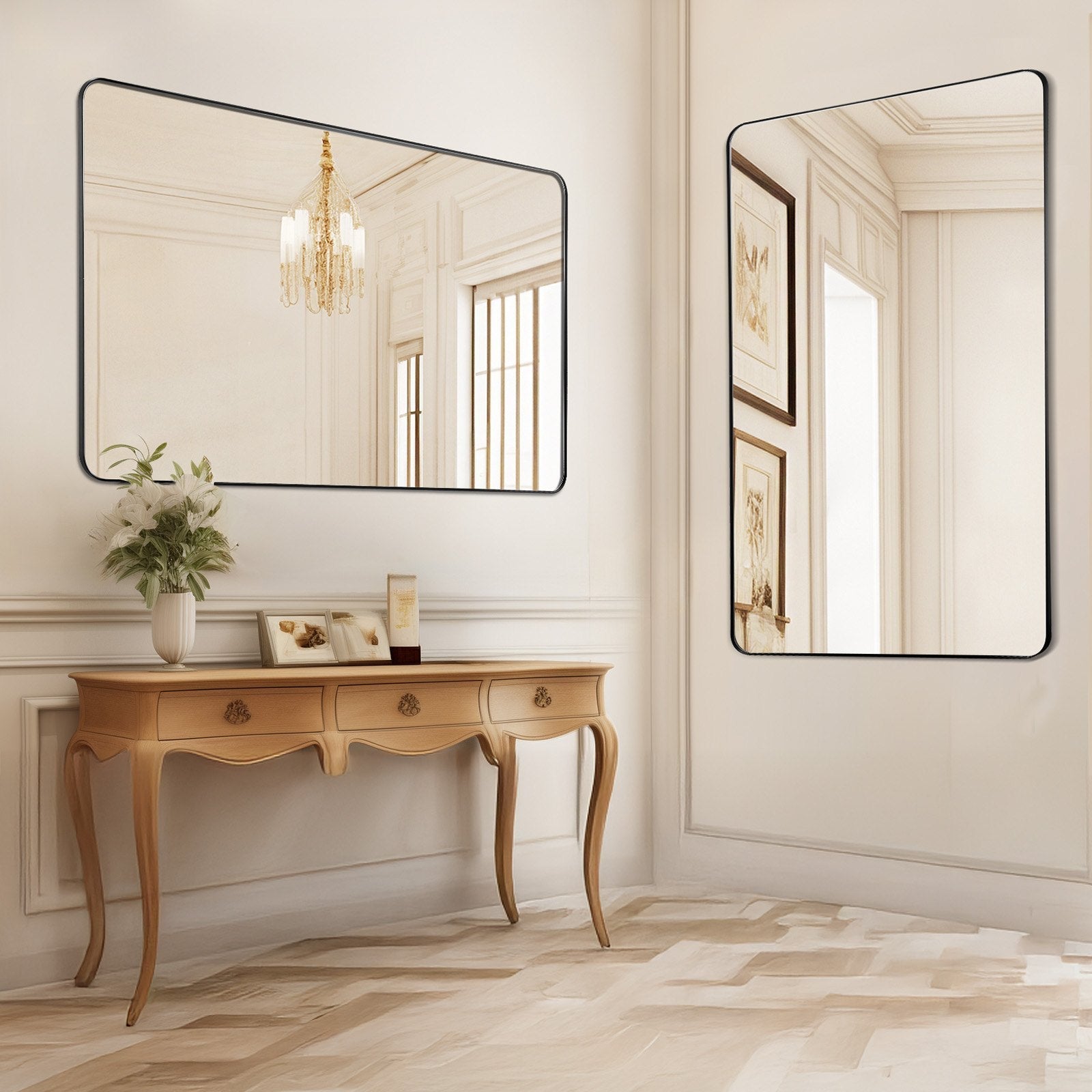 VEVOR Square Wall Mounted Mirror 36" x 48" Mirror with Aluminium Alloy Frame 