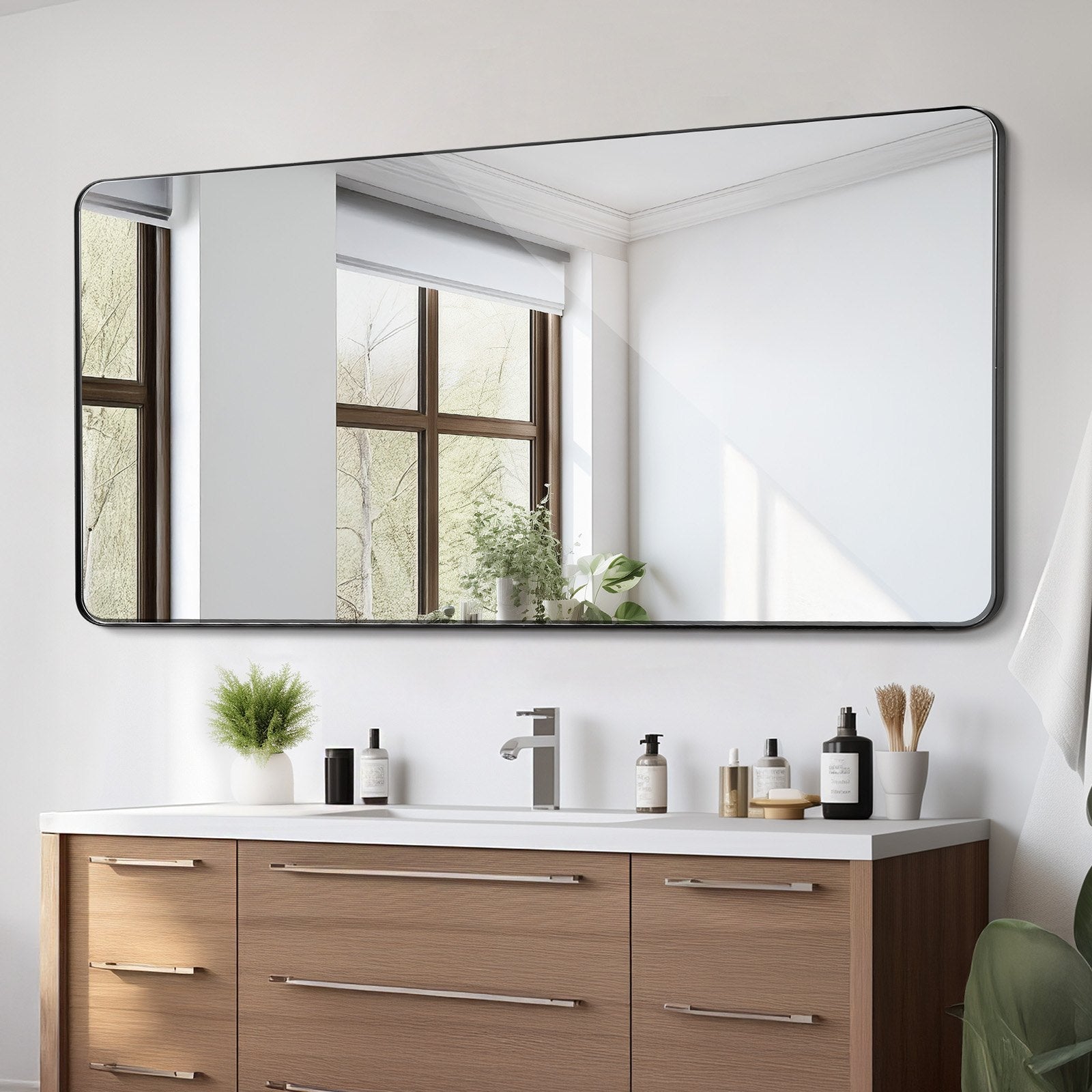 VEVOR Square Wall Mounted Mirror 36" x 72" Mirror with Aluminium Alloy Frame 