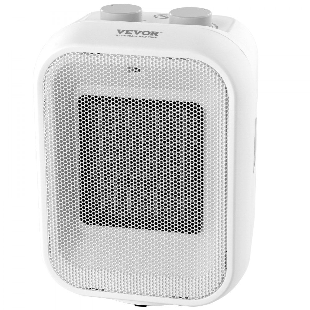 VEVOR Portable Electric Space Heater with Thermostat, 1000W/1500W 2-Level Adjustable Quiet Ceramic Heater Fan, 9 in Tip-Over Shutdown Flame-Retardant PP Small Heaters for Office Room Desk Indoor Use 