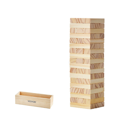 VEVOR Tumbling Timber Toy 54 Blocks Tumble Tower Blocks Pine Wood Crate Multiple 