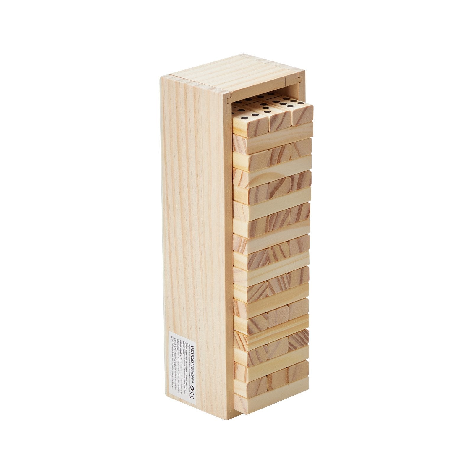 VEVOR Tumbling Timber Toy 54 Blocks Tumble Tower Blocks Pine Wood Crate Multiple 