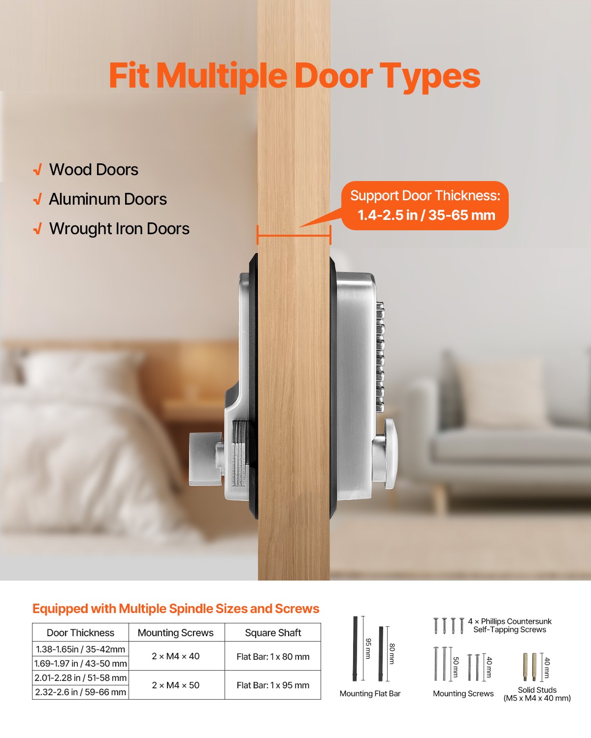VEVOR Mechanical Keyless Entry Door Lock 14 Key Mechanical Door Lock Single-Side 