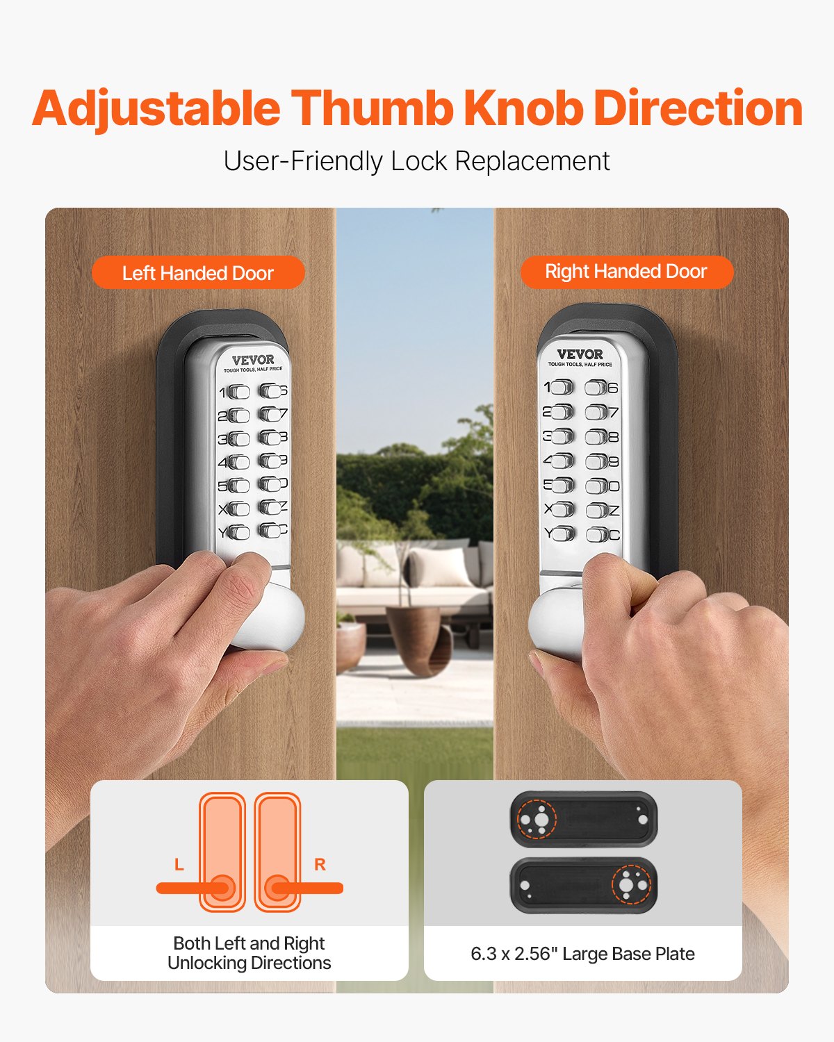 VEVOR Mechanical Keyless Entry Door Lock 14 Key Mechanical Door Lock Single-Side 