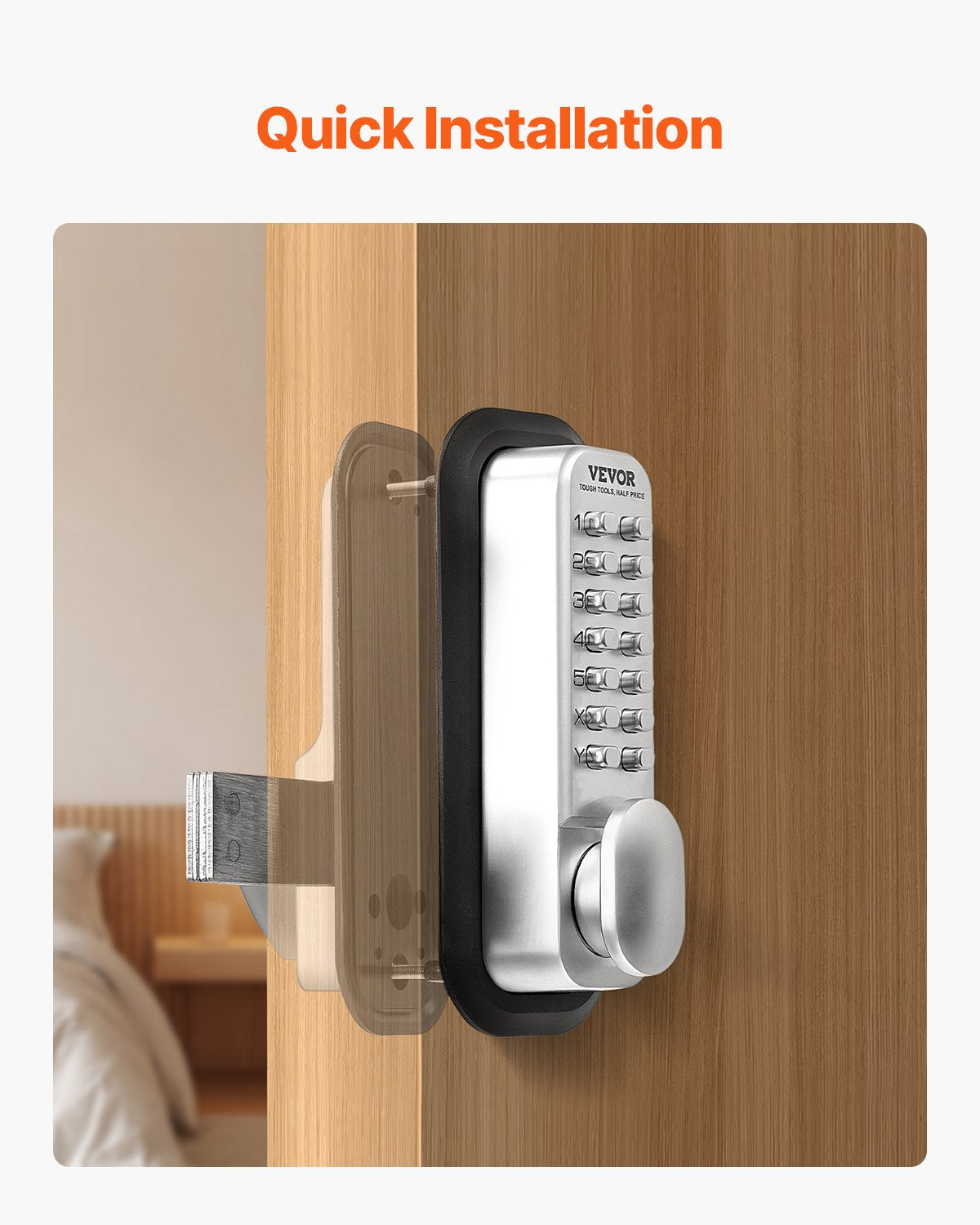 VEVOR Mechanical Keyless Entry Door Lock 14 Key Mechanical Door Lock Single-Side 