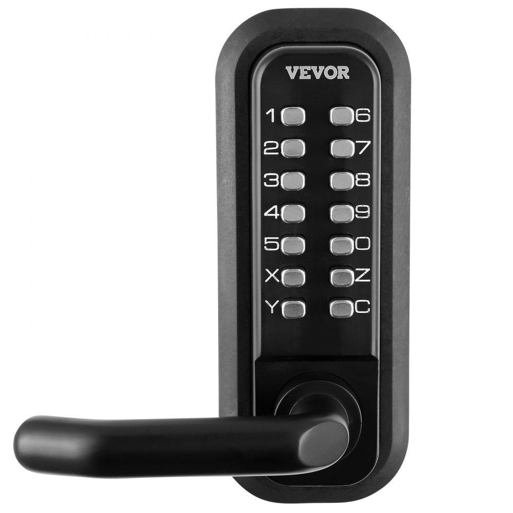 VEVOR Mechanical Keyless Entry Door Lock, 14 Digit Keypad, Water-proof Zinc Alloy, Embedded Outdoor Gate Door Locks Set with Keypad and Handle, Easy to Install, for Garden, Garage, Yard, Storage Shed 