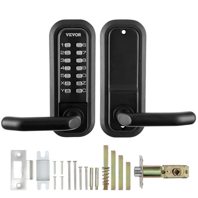 VEVOR Mechanical Keyless Entry Door Lock, 14 Digit Keypad, Water-proof Zinc Alloy, Embedded Outdoor Gate Door Locks Set with Keypad and Handle, Easy to Install, for Garden, Garage, Yard, Storage Shed 