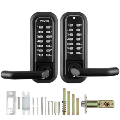 VEVOR Mechanical Keyless Entry Door Lock, 14 Digit Keypad, Water-proof Zinc Alloy, Double-sided Embedded Outdoor Gate Door Locks Set with Keypad and Handle, Easy to Install, for Garden, Garage, Yard 
