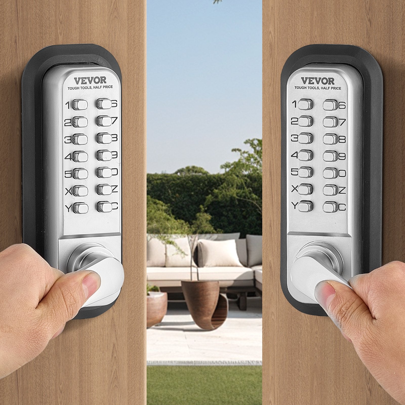 VEVOR Mechanical Keyless Entry Door Lock 14 Key Mechanical Keypad Lock Sliver 