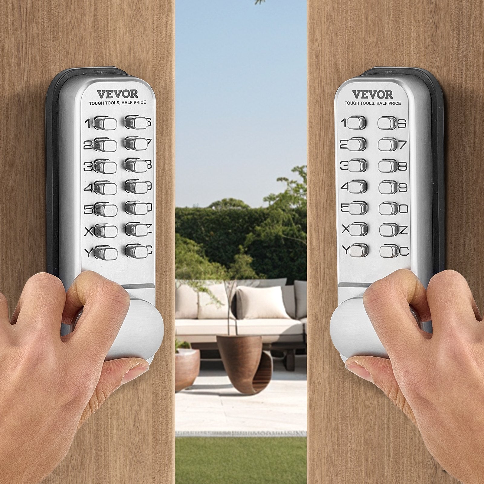 VEVOR Mechanical Keyless Entry Door Lock 14 Key Mechanical Keypad Door Knob Home 