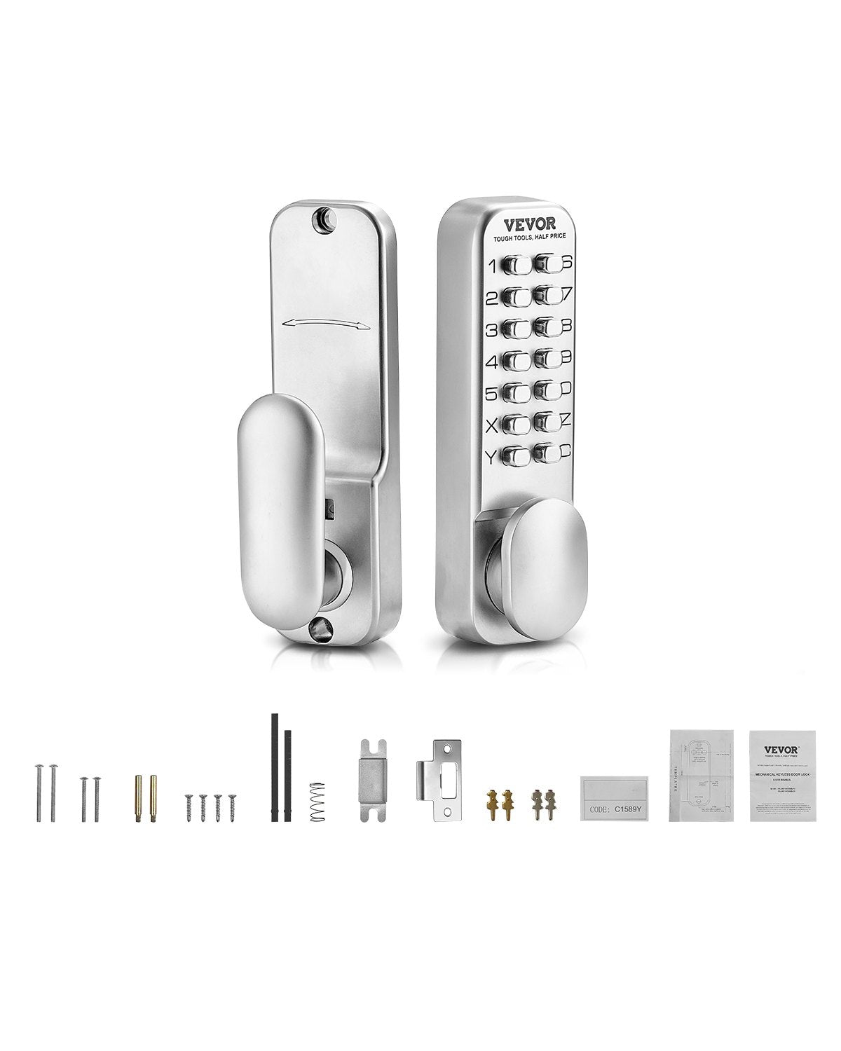 VEVOR Mechanical Keyless Entry Door Lock 14 Key Mechanical Keypad Door Knob Home 
