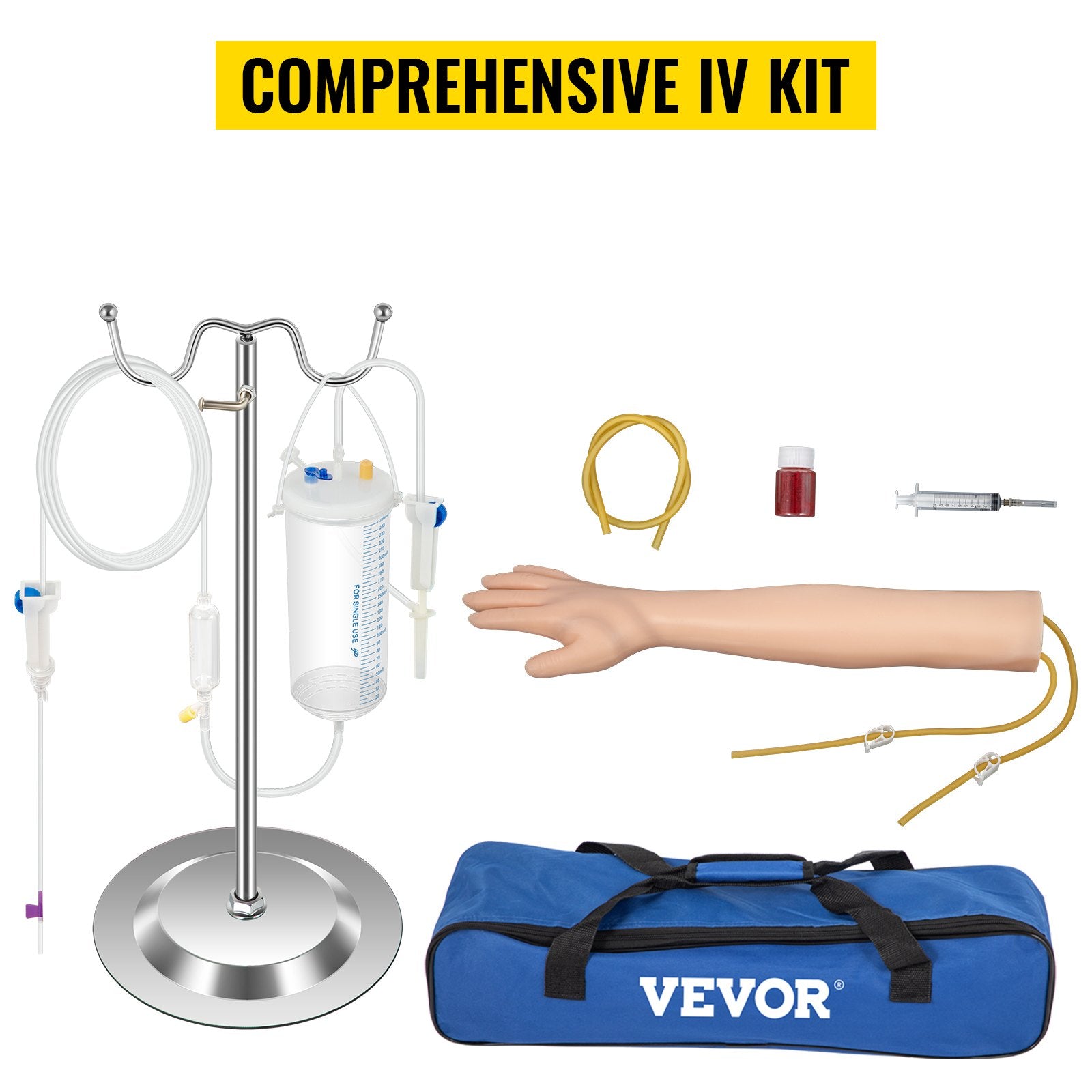 VEVOR Iv Kit Iv Practice Arm Phlebotomy Venipuncture Practice Kit Iv Simulation Arm Iv Injection Practice Educational Training and Teaching Model for Nurse and Apprentice 