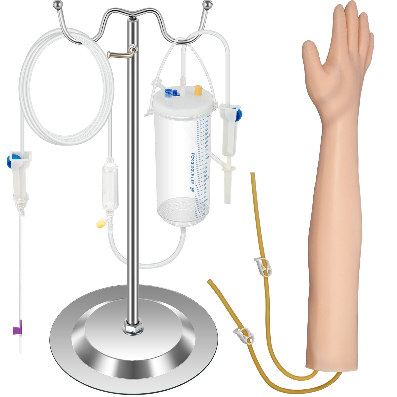 VEVOR Iv Kit Iv Practice Arm Phlebotomy Venipuncture Practice Kit Iv Simulation Arm Iv Injection Practice Educational Training and Teaching Model for Nurse and Apprentice 