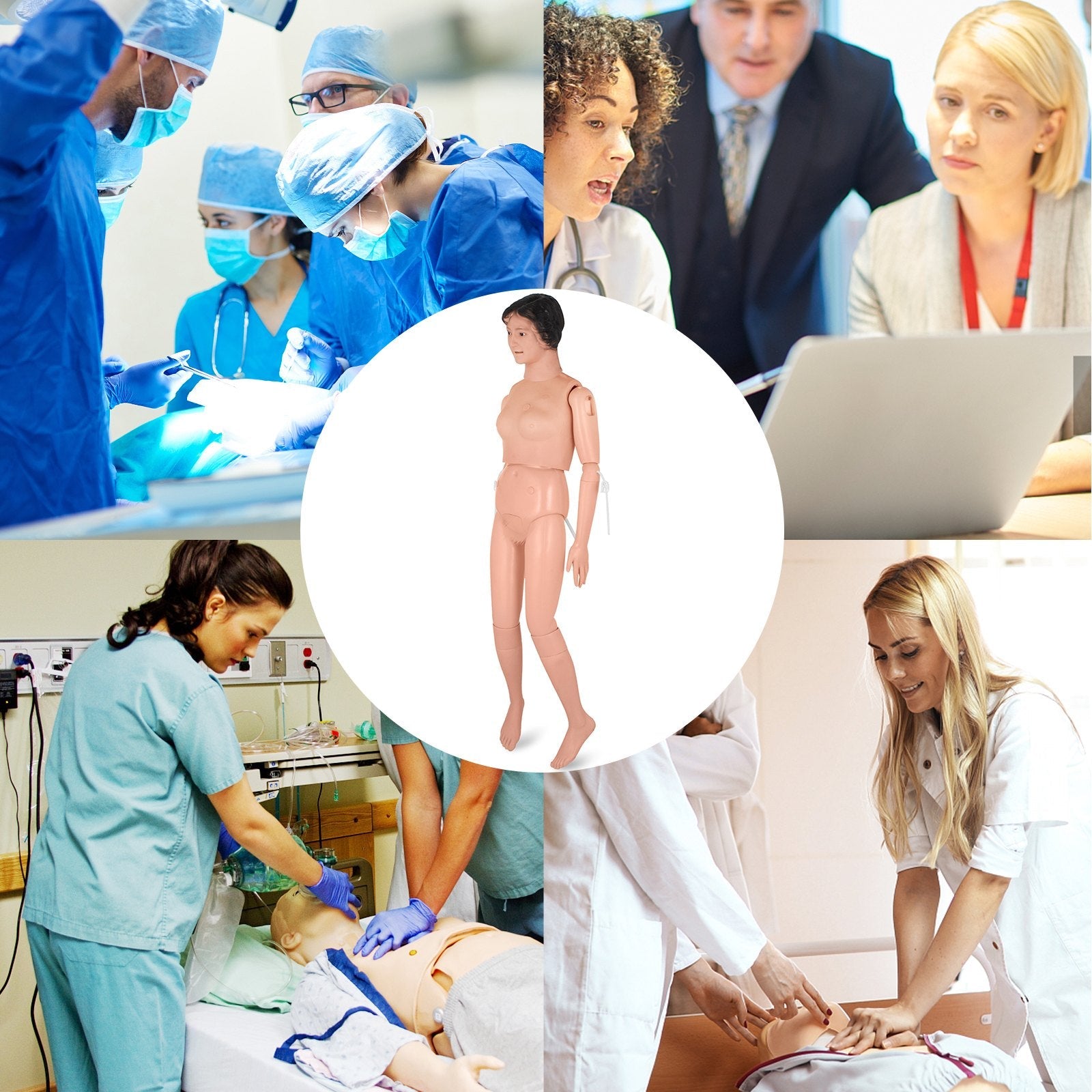 VEVOR Manikin for The Cure of The Patient Didactic Material in PVC Medical Training Teaching Manikin Model Woman for Teaching at School of Nursing Medicine 