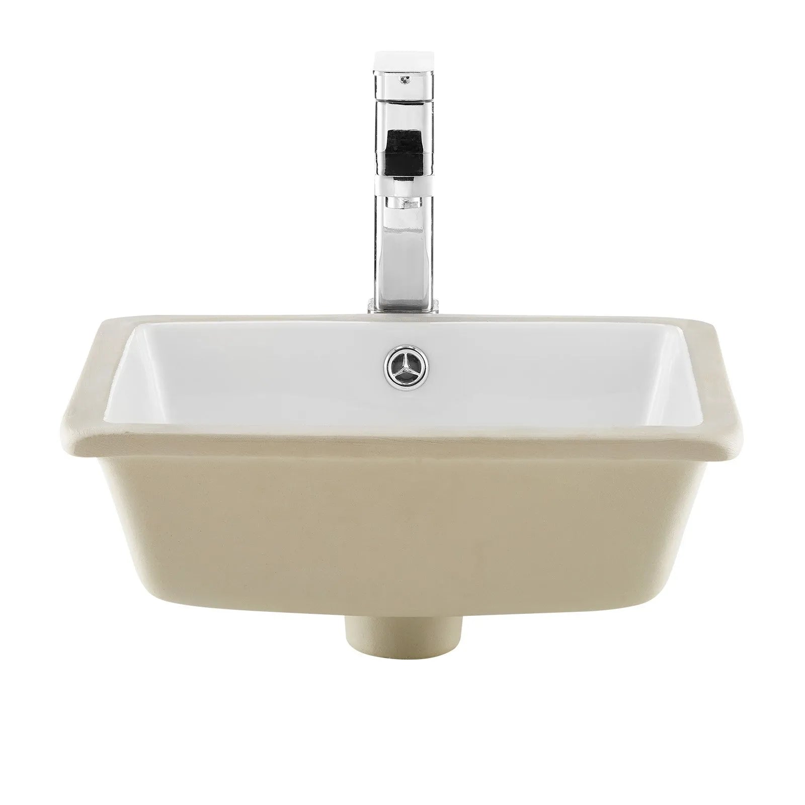 Undermount Rectangular Bathroom Sink, White Ceramic Vanity Basin with Overflow, 15.75" x 12.01"