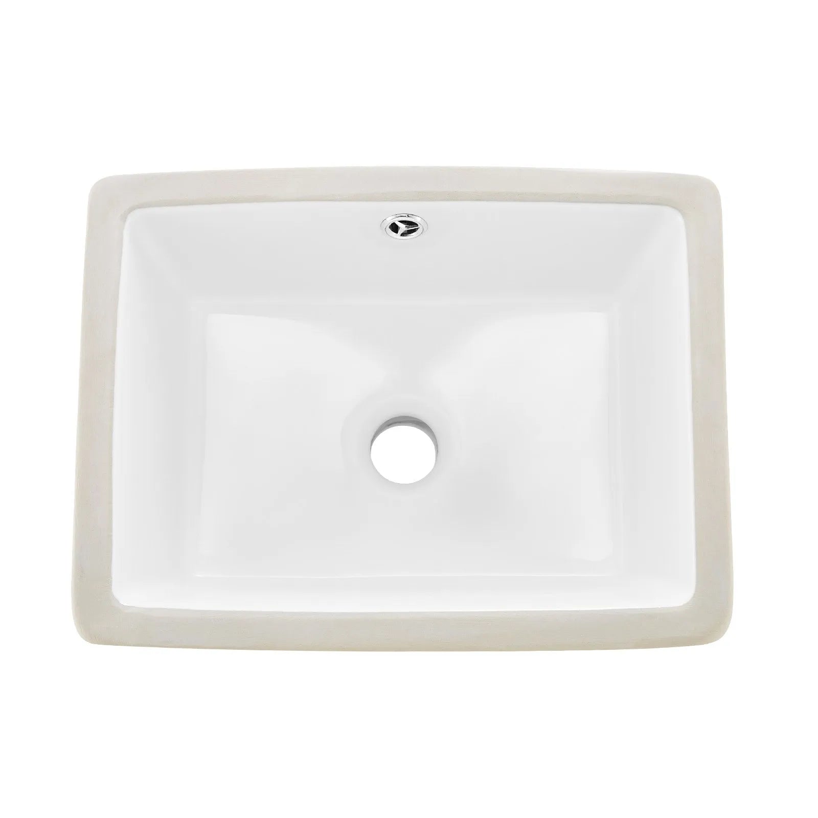 Undermount Rectangular Bathroom Sink, White Ceramic Vanity Basin with Overflow, 15.75" x 12.01"