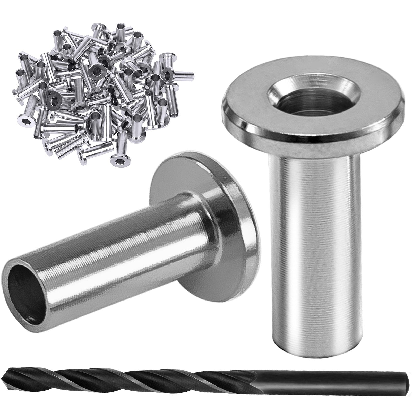 VEVOR Cable Railing Kit, 82pcs 316 Stainless Steel Protective Protector Sleeves, Fit 1/8\'\' or 3/16\'\' Cable Railing System for Stair Railing, Deck Railing, DIY Balustrade, Cable Railing Hardware 