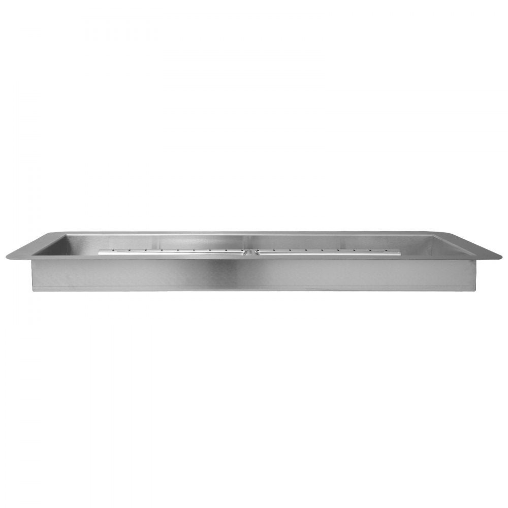 VEVOR 24 x 8 inch Drop-in Fire Pit Pan, Rectangular Stainless Steel Fire Pit Burner Kit, Natural & Propane Gas Fire Pan 120,000 BTU with H-Burner for Indoor or Outdoor Use 