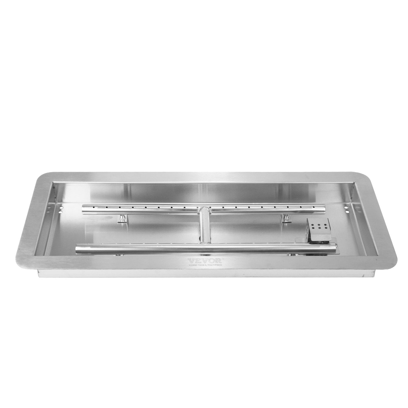 VEVOR 36 x 12 inch Drop-in Fire Pit Pan, Rectangular Stainless Steel Fire Pit Burner Kit, Natural & Propane Gas Fire Pan 150,000 BTU with H-Burner for Indoor or Outdoor Use 