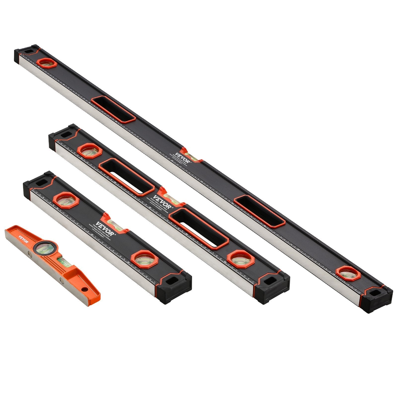 VEVOR 4 Piece Magnetic Torpedo Level 48/24/16/10 In Box Leveler with Bubble Vial 