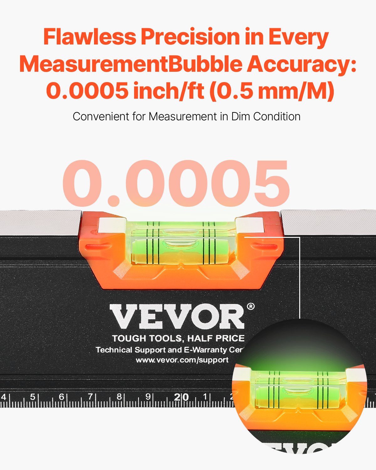 VEVOR 6 PCS Magnetic Torpedo Level 78/48/32/24/16/10 In Leveler with Bubble Vial 