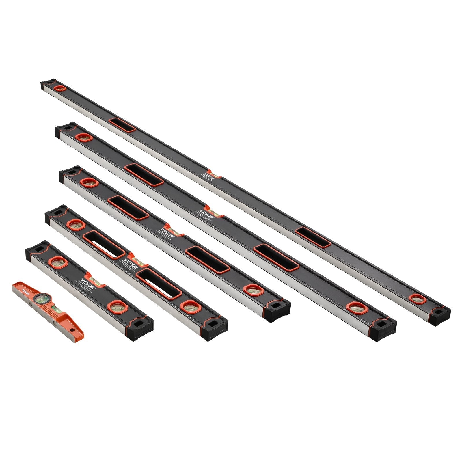 VEVOR 6 PCS Magnetic Torpedo Level 78/48/32/24/16/10 In Leveler with Bubble Vial 