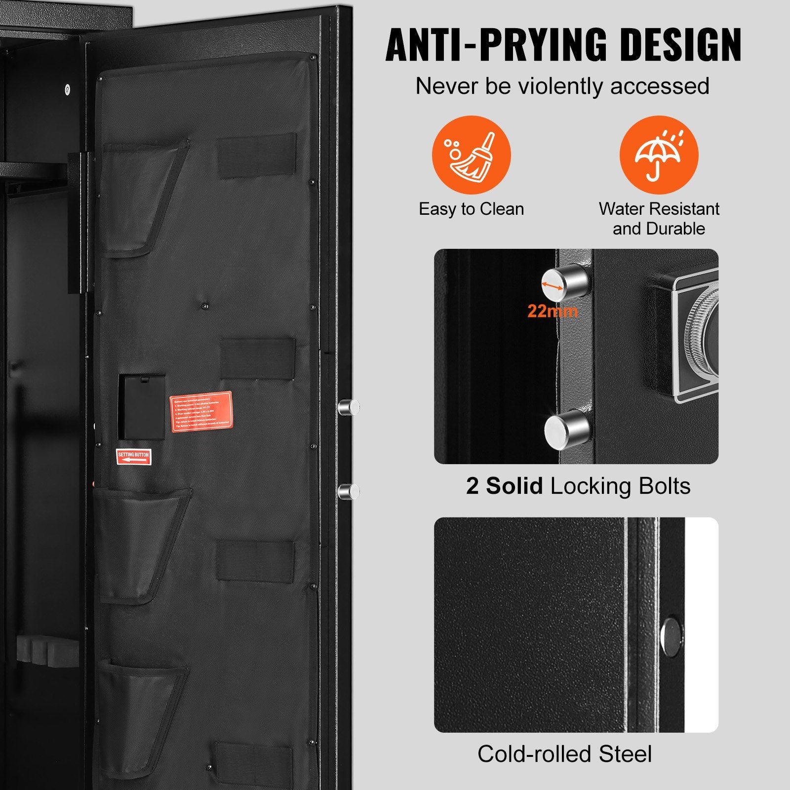 VEVOR 8-10 Rifles Gun Safe, Rifle Safe with Lock & Digital Keypad, Quick Access Tall Gun Storage Cabinet with Removable Shelf, Rifle Cabinet for Home Rifle and Shotguns 