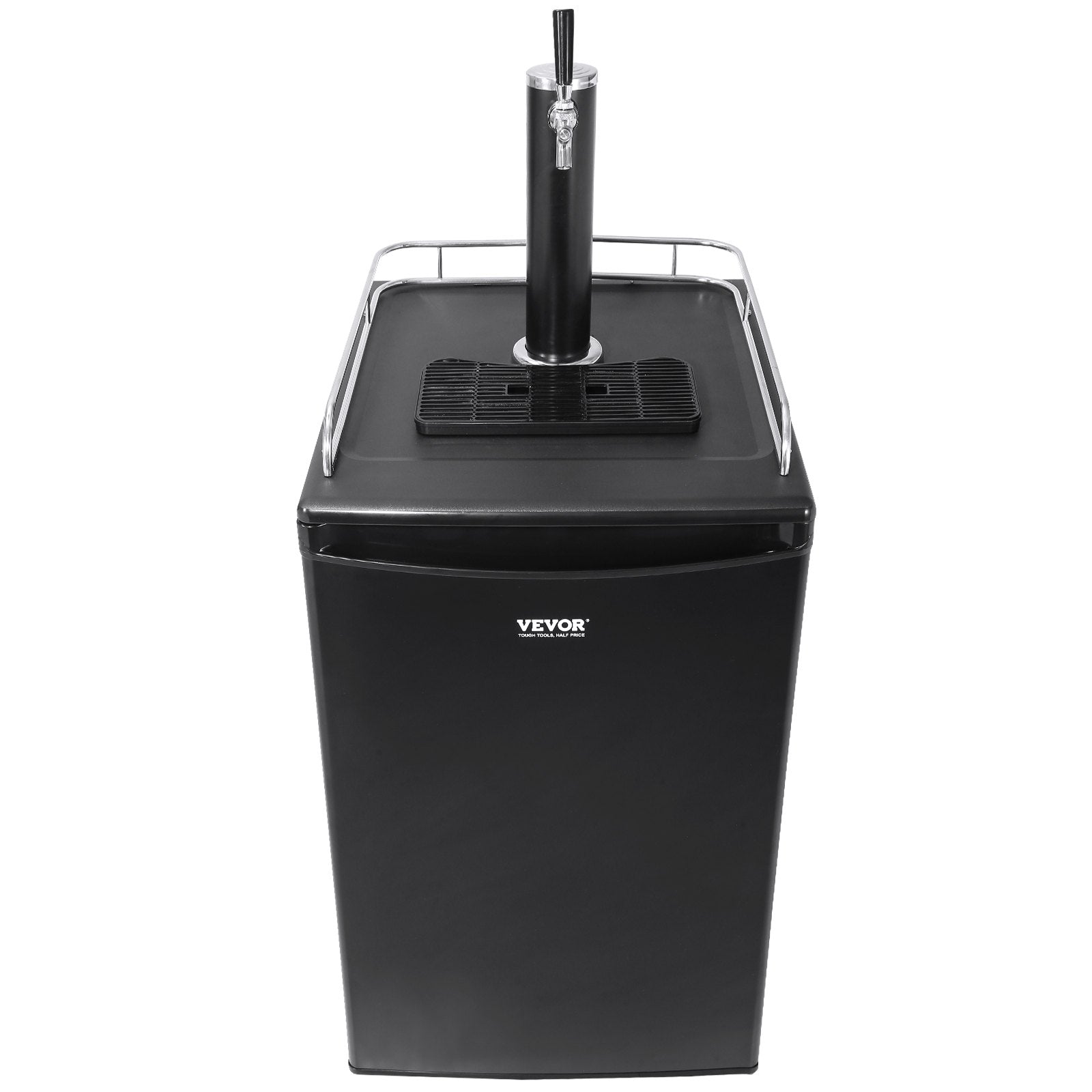VEVOR Beer Kegerator, Single Tap Draft Beer Dispenser, Full Size Keg Refrigerator With Shelves, CO2 Cylinder, Drip Tray & Rail, 32°F- 50°F Temperature Control, Holds 1/6, 1/4, 1/2 Barrels, Black 