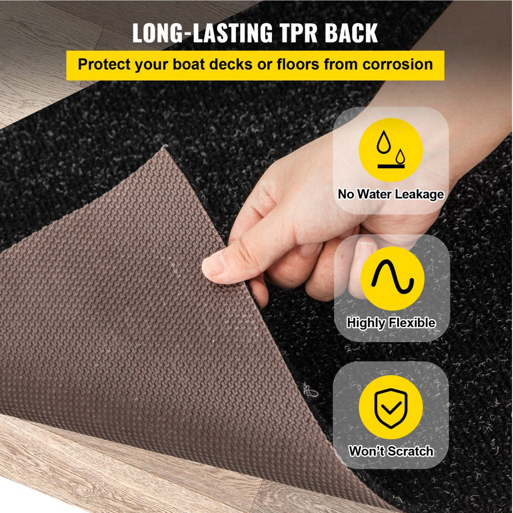 VEVOR Boat Carpet, 6 ft x 23 ft Marine Carpet for Boats, Waterproof Black Indoor Outdoor Carpet with Marine Backing Anti-Slide Marine Grade Boat Carpet Cuttable Easy to Clean Patio Rugs Deck Rug 