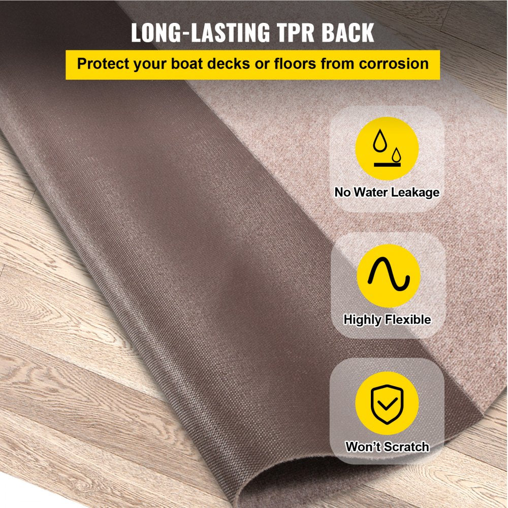 VEVOR Boat Carpet 6x13 feet, Marine Carpet for Boats, Waterproof Light Brown Indoor Outdoor Carpet with Marine Backing Anti-Slide Marine Grade Boat Carpet Cuttable Easy to Clean Patio Rugs Deck Rug 