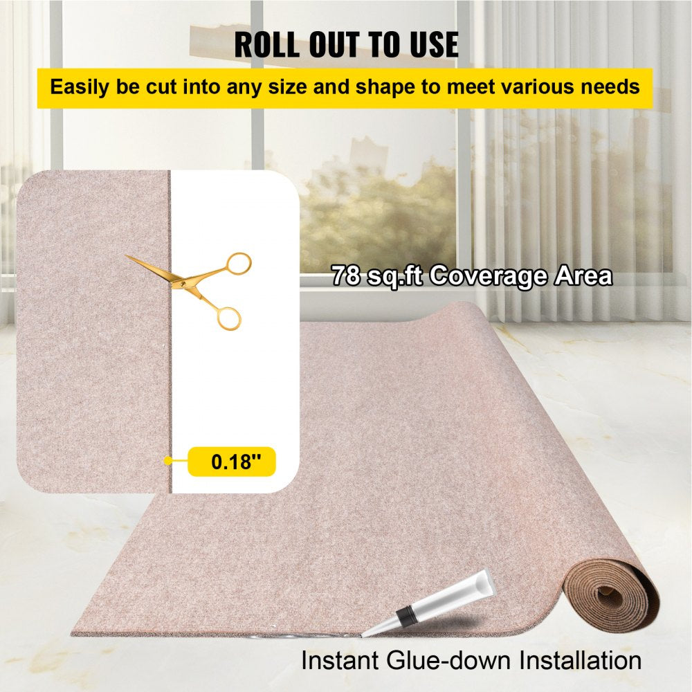 VEVOR Boat Carpet 6x13 feet, Marine Carpet for Boats, Waterproof Light Brown Indoor Outdoor Carpet with Marine Backing Anti-Slide Marine Grade Boat Carpet Cuttable Easy to Clean Patio Rugs Deck Rug 