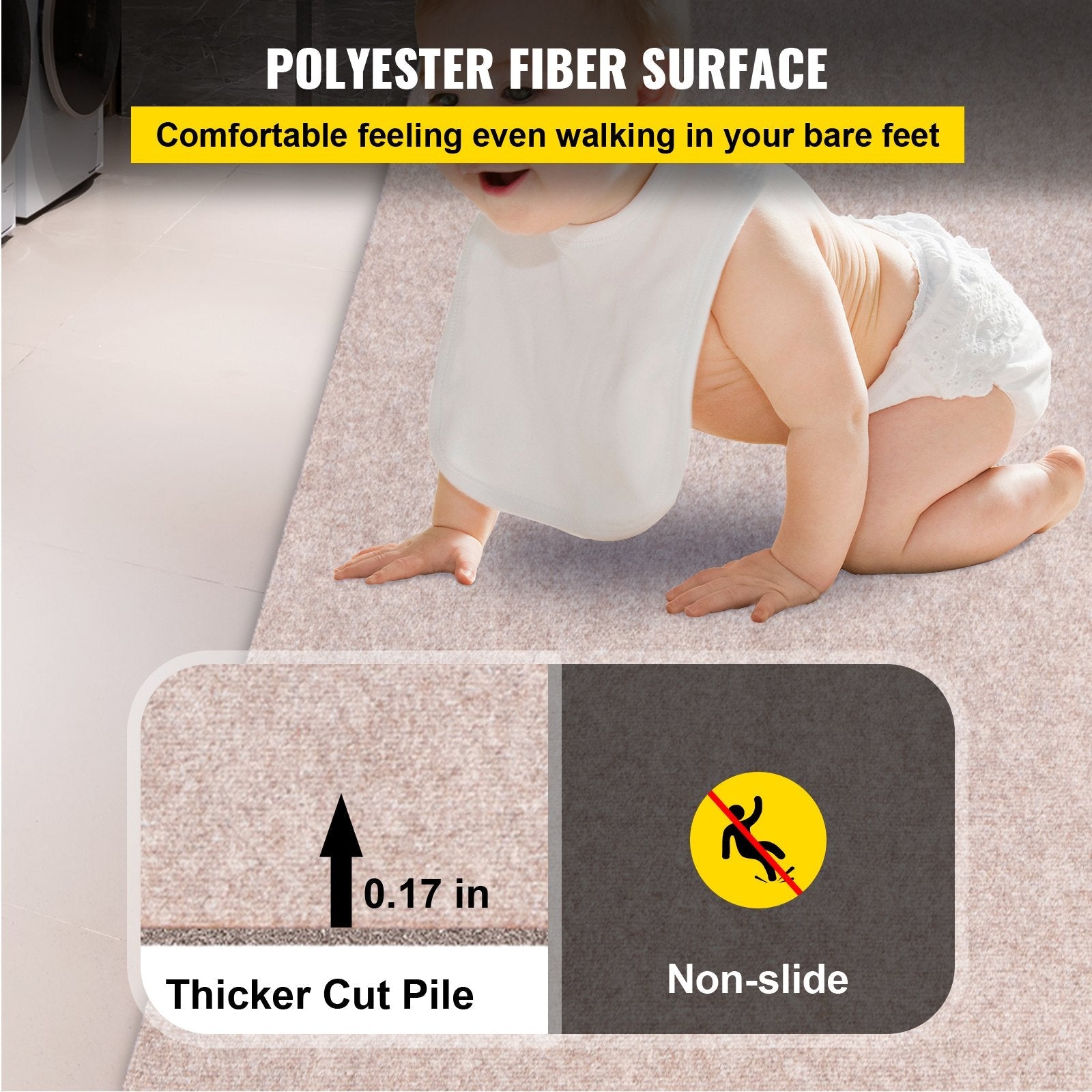 VEVOR Boat Carpet, 6 ft x 29.5 ft Marine Carpet for Boats, Waterproof Light Brown Carpet with Marine Backing Anti-Slide Marine Grade Boat Carpet Cuttable Easy to Clean Patio Rugs Deck 