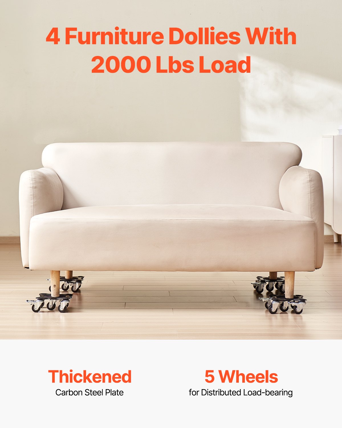 VEVOR Furniture Dolly Heavy Duty Furniture Mover with 5 Wheels 1200 lbs Capacity 