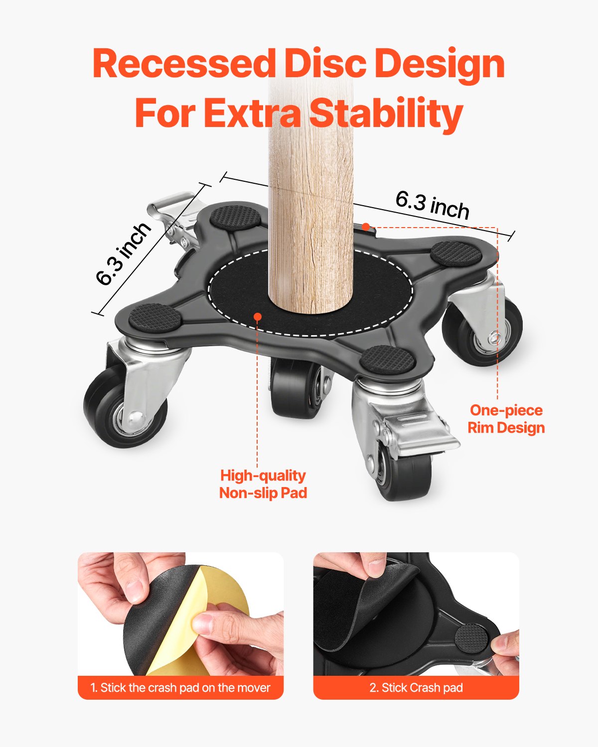 VEVOR Furniture Dolly Heavy Duty Furniture Mover with 5 Wheels 1200 lbs Capacity 