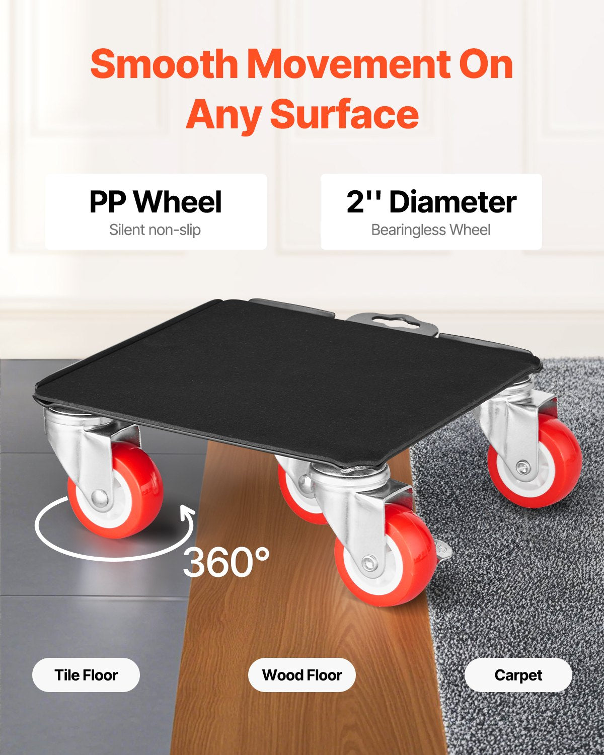 VEVOR Furniture Dolly Heavy Duty Furniture Mover with 5 Wheels 3474 lbs Capacity 
