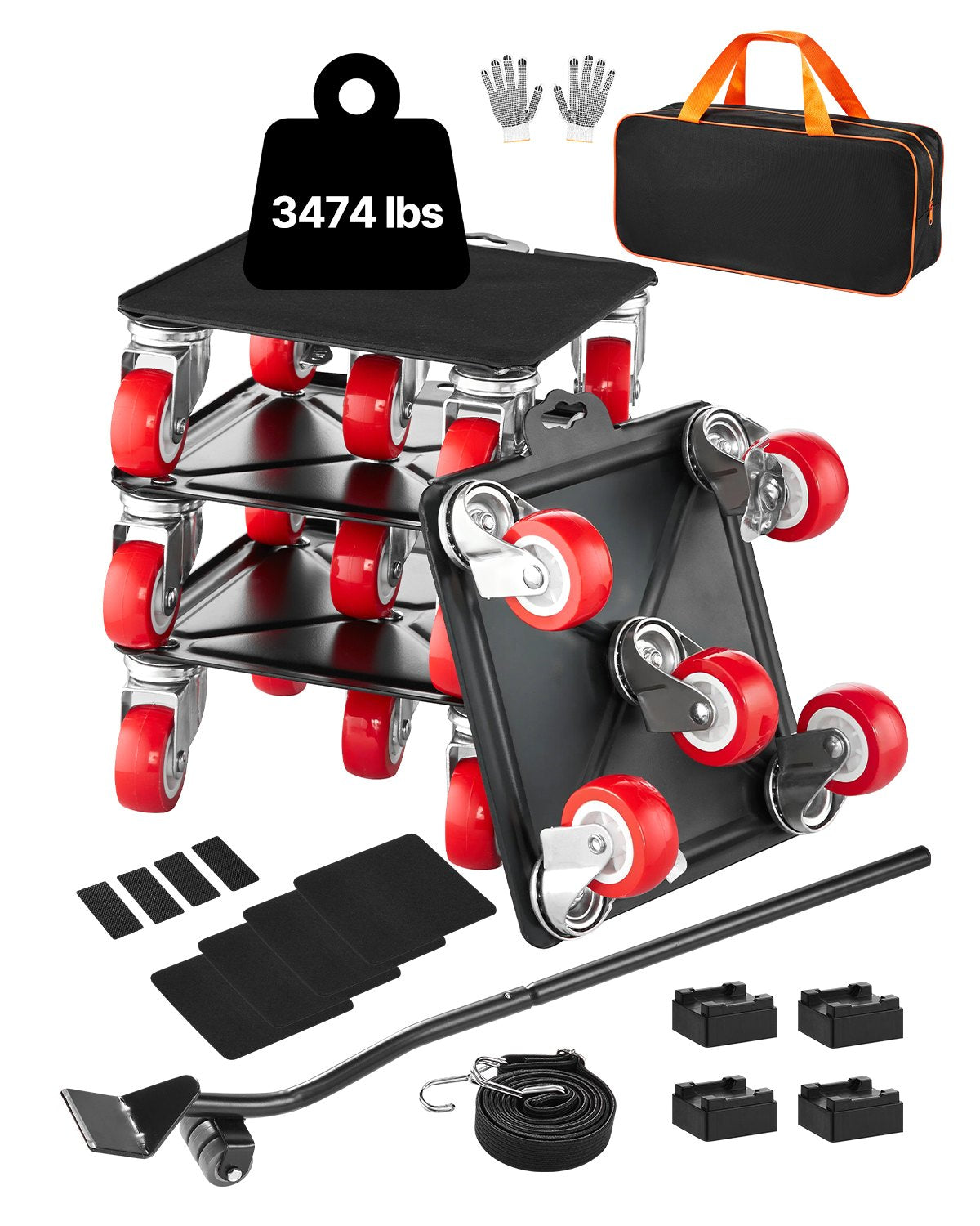VEVOR Furniture Dolly Heavy Duty Furniture Mover with 5 Wheels 3474 lbs Capacity 