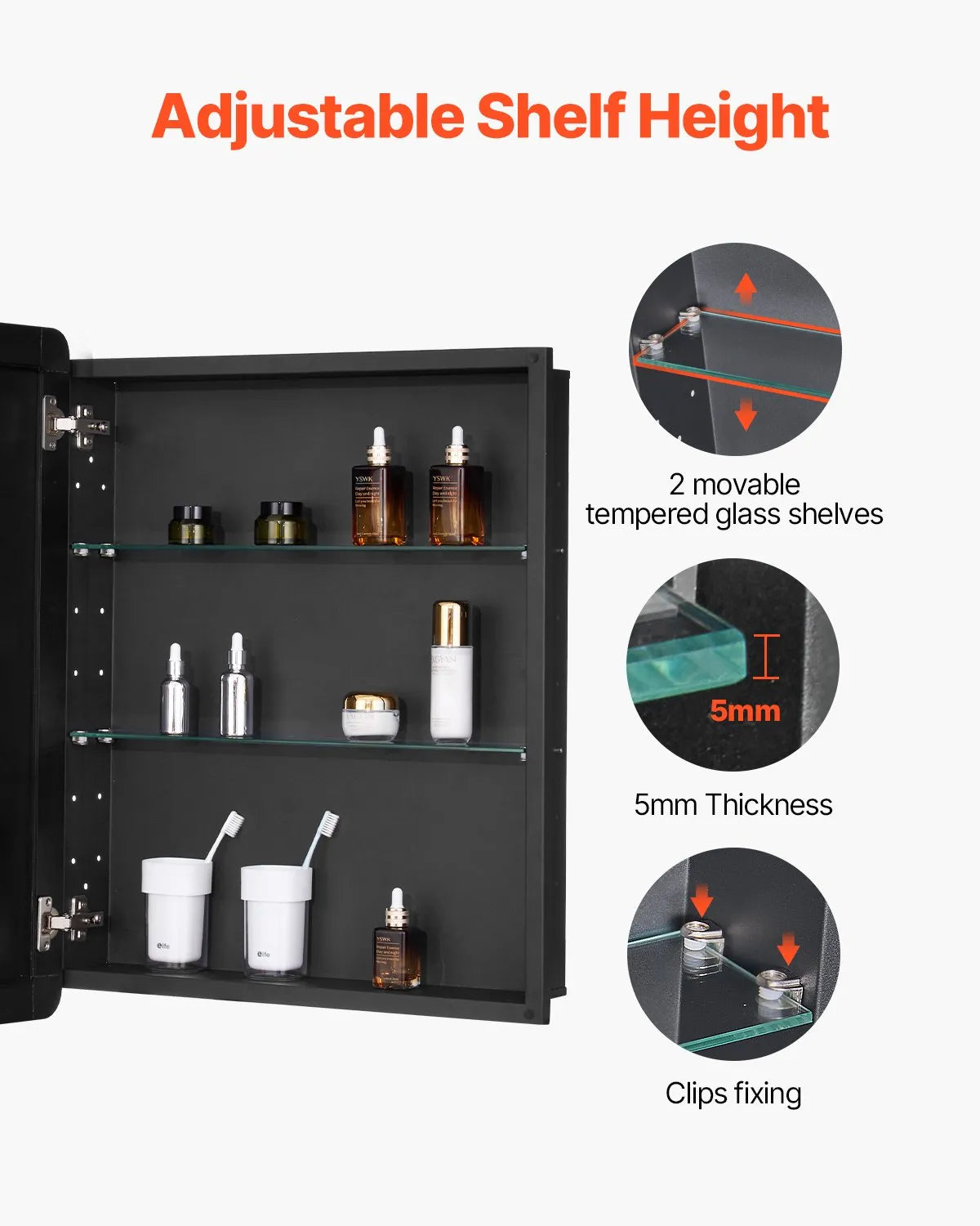 VEVOR Medicine Cabinet 24" x 30" Mirror Medicine Cabinet Adjustable Shelves