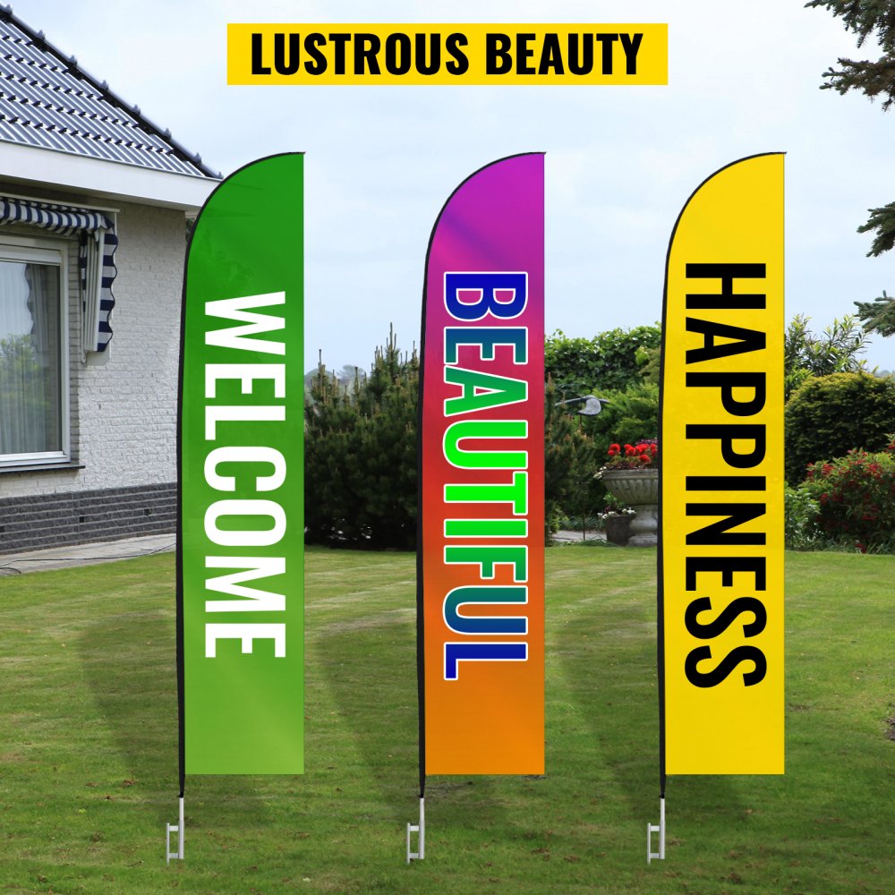 VEVOR Advertising Flag Pole, 3 x Feather Flag Bundles, 16ft Windless Flag Pole Sets with Ground Mounting Stake, 6pcs Swooper Flag Pole Kit, Feather Flag Pole for Businesses Storefronts 