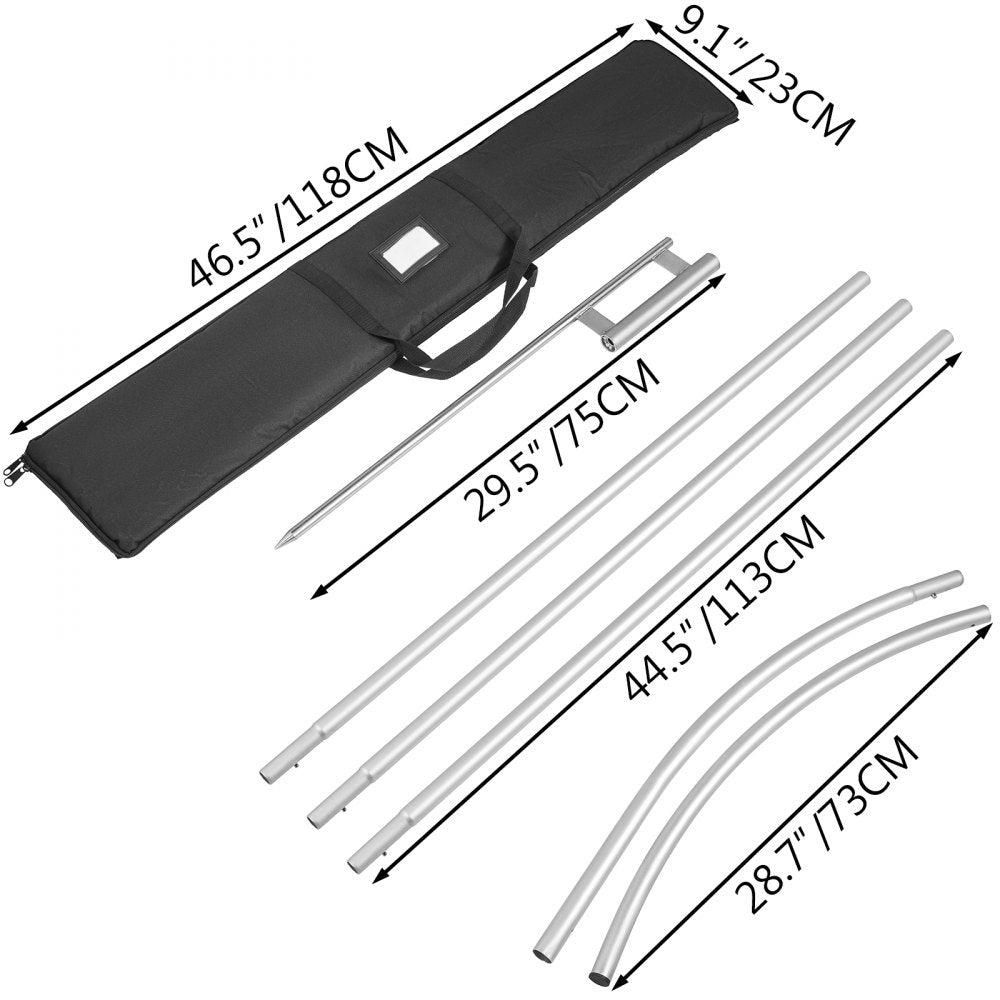 VEVOR Advertising Flag Pole, 3 x Feather Flag Bundles, 16ft Windless Flag Pole Sets with Ground Mounting Stake, 6pcs Swooper Flag Pole Kit, Feather Flag Pole for Businesses Storefronts 