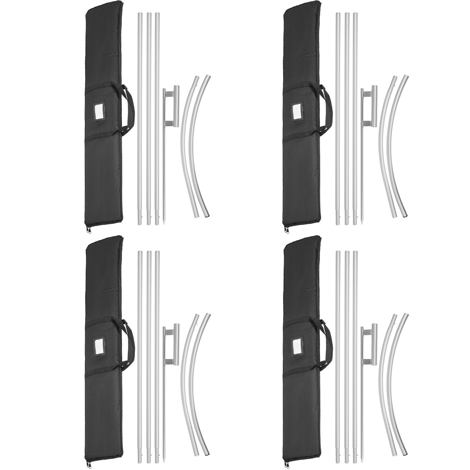 VEVOR Advertising Flag Pole, 4 x Feather Flag Bundles with Ground Spike, 16 ft Windless Flag Pole Sets with Ground Mounting Stake, 6pcs Swooper Flag Pole Kit, Sign Flag for Businesses Storefronts 