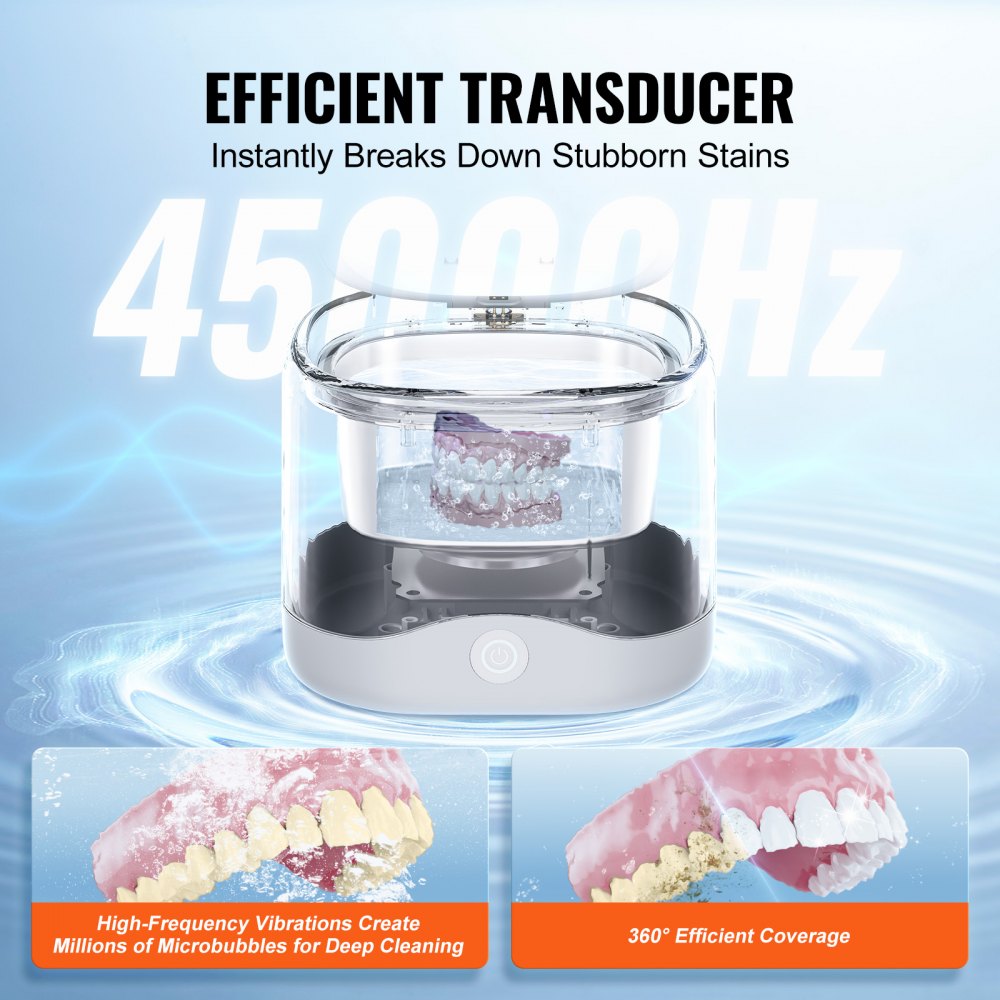VEVOR Ultrasonic Cleaner for Dentures 200ML Retainer Cleaner Machine with UV 
