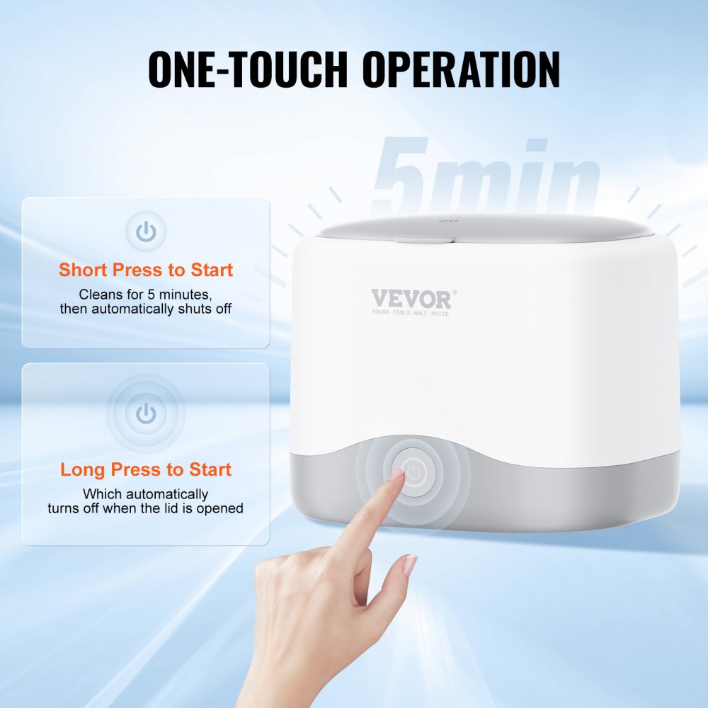 VEVOR Ultrasonic Cleaner for Dentures 200ML Retainer Cleaner Machine with UV 