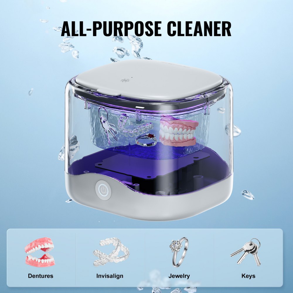 VEVOR Ultrasonic Cleaner for Dentures 200ML Retainer Cleaner Machine with UV 