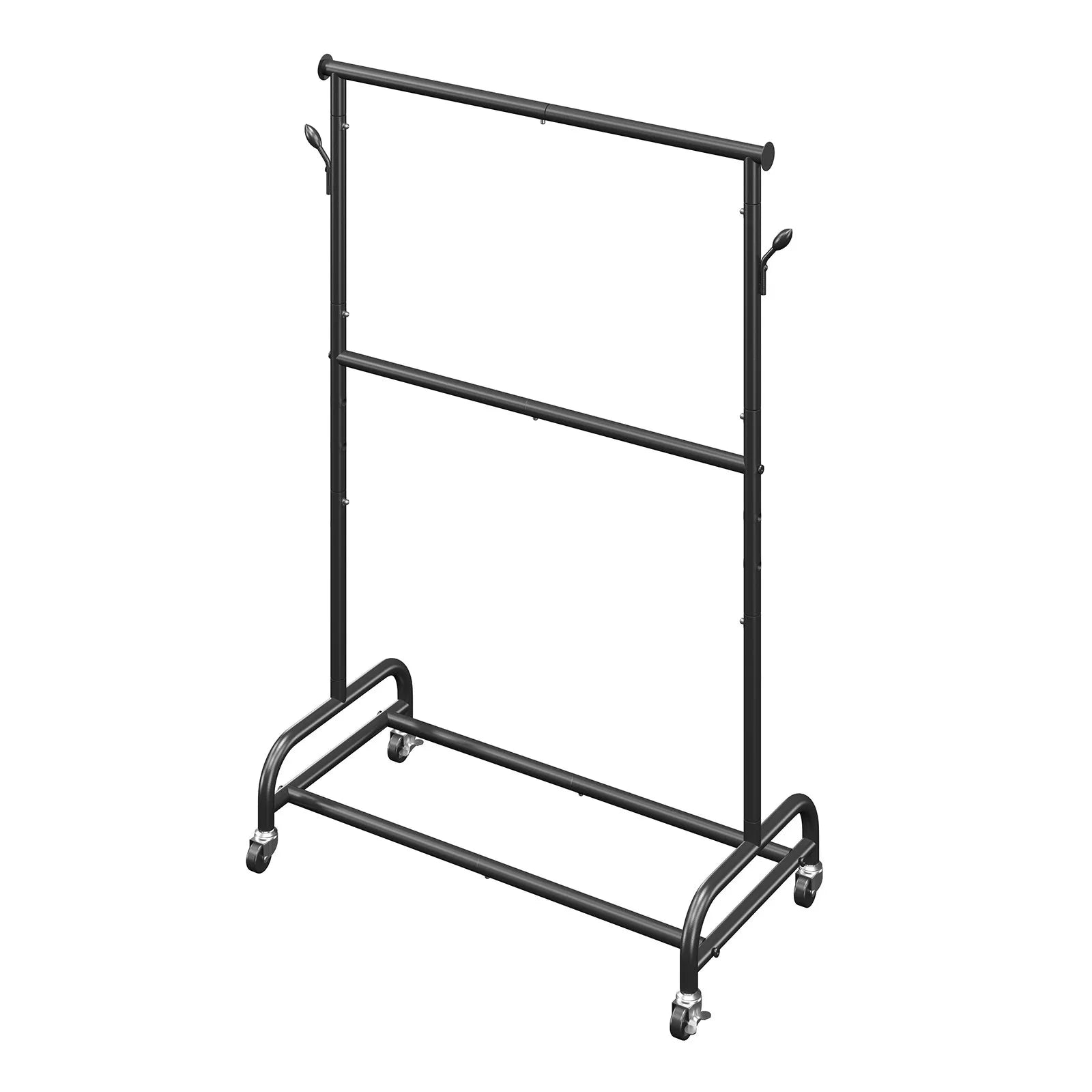 VEVOR Clothes Rack, Rolling Clothing Garment Rack with Adjustable Crossbar and Side Hooks, 150 lbs Load Capacity, Heavy Duty Carbon Steel Clothing Racks with Wheels for Bedroom, Laundry, Living Room 