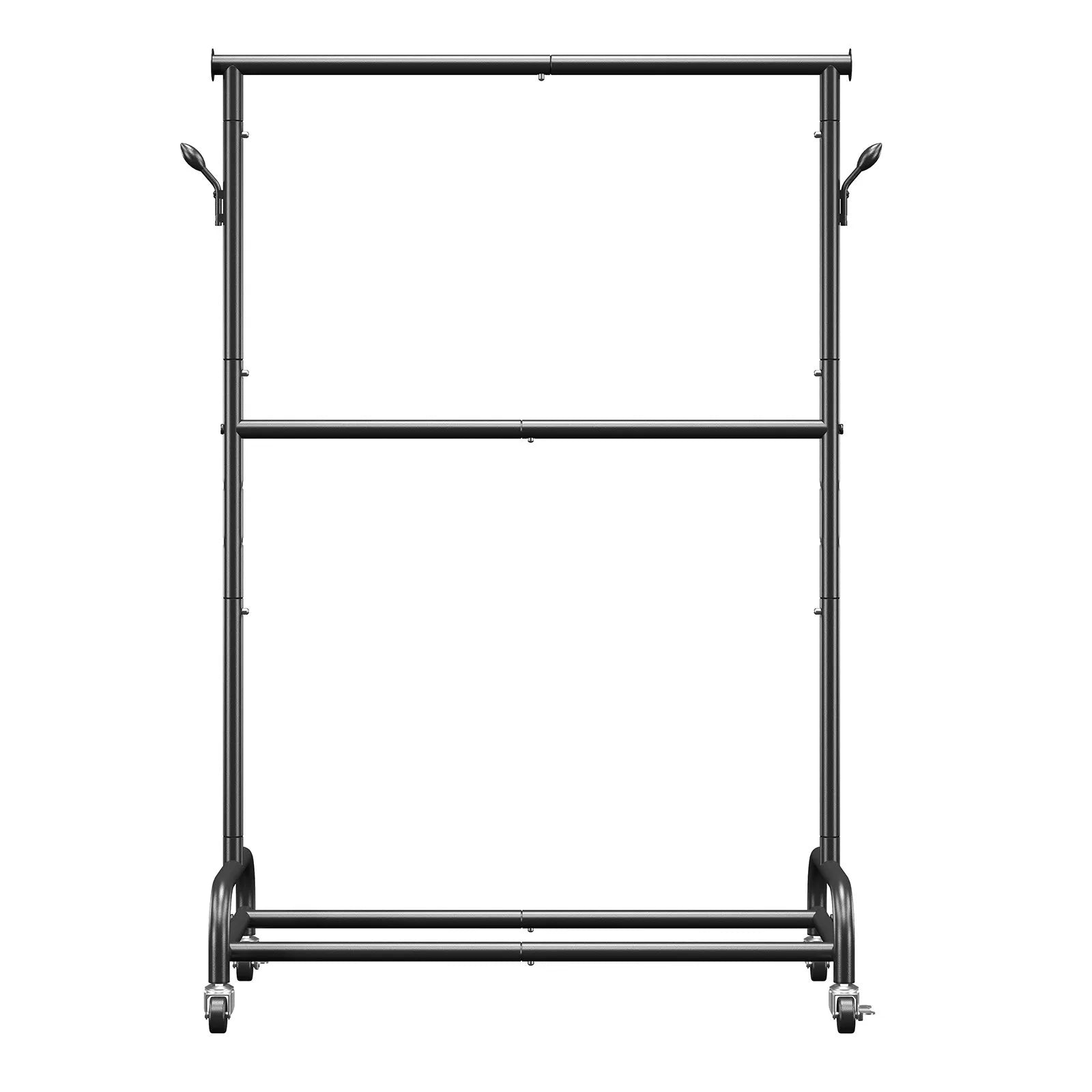 VEVOR Clothes Rack, Rolling Clothing Garment Rack with Adjustable Crossbar and Side Hooks, 150 lbs Load Capacity, Heavy Duty Carbon Steel Clothing Racks with Wheels for Bedroom, Laundry, Living Room 