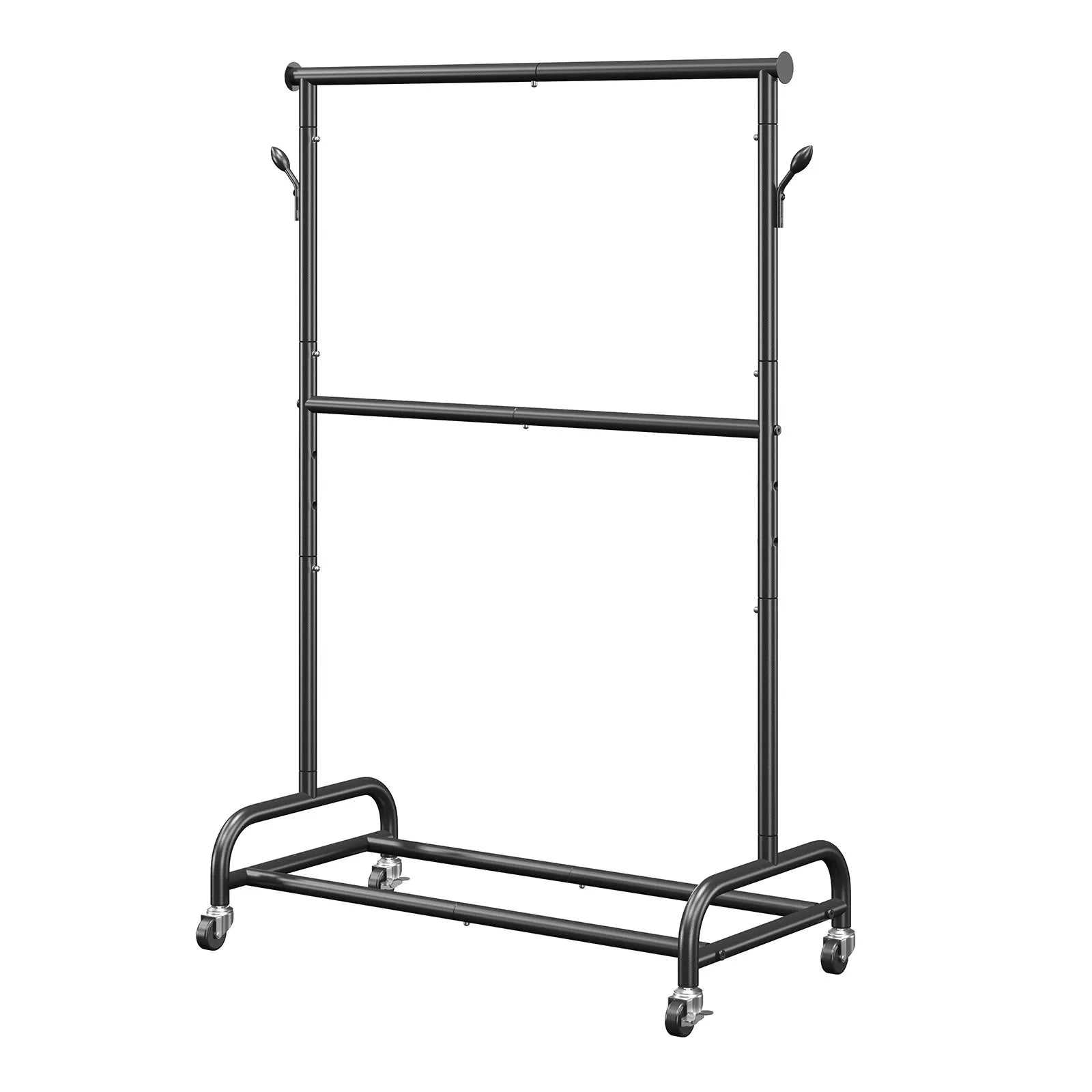 VEVOR Clothes Rack, Rolling Clothing Garment Rack with Adjustable Crossbar and Side Hooks, 150 lbs Load Capacity, Heavy Duty Carbon Steel Clothing Racks with Wheels for Bedroom, Laundry, Living Room 